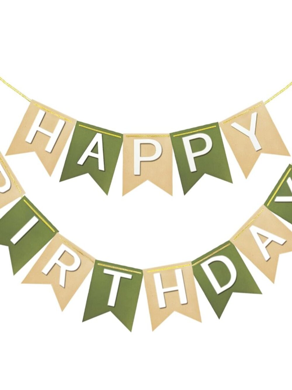 Brown Green Happy Birthday Banner Tropical Theme 13pcs